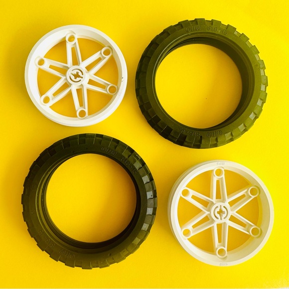 2 LEGO Mindstorms 81.6 x 15 Technic Motorcycle Wheels Tires - Picture 1 of 3